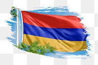 Armenia flag png sticker, brush stroke design, transparent background