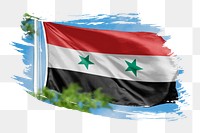 Syria flag png sticker, brush stroke design, transparent background