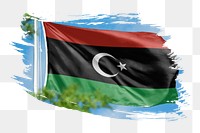 Libya flag png sticker, brush stroke design, transparent background