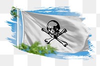 Jolly Roger flag png sticker, brush stroke design, transparent background