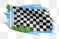 Checkered flag png sticker, brush stroke design, transparent background