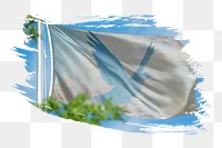 Blue bird flag png sticker, brush stroke design, transparent background