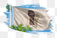 Teamwork flag png sticker, brush stroke design, transparent background