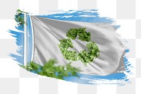 Eco sign flag png sticker, brush stroke design, transparent background