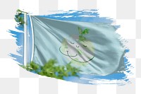 Earth day flag png sticker, brush stroke design, transparent background