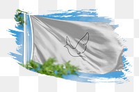 White bird flag png sticker, brush stroke design, transparent background