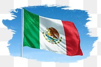 Mexico png flag brush stroke sticker, transparent background