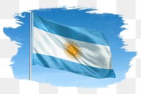 Argentina png flag brush stroke sticker, transparent background