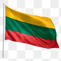 Lithuania png flag waving sticker, national symbol, transparent background