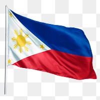 Philippines png flag waving sticker, national symbol, transparent background