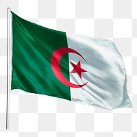 Algeria png flag waving sticker, national symbol, transparent background