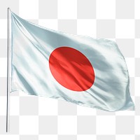 Japan png flag waving sticker, national symbol, transparent background