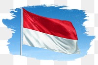 Indonesia png flag brush stroke sticker, transparent background