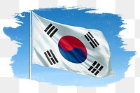 South Korea png flag brush stroke sticker, transparent background