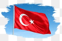 Turkey png flag brush stroke sticker, transparent background