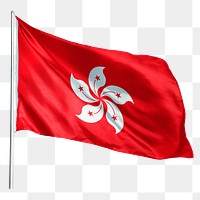 Hong Kong png flag waving sticker, national symbol, transparent background