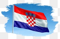 Croatia png flag brush stroke sticker, transparent background