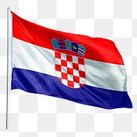 Croatia png flag waving sticker, national symbol, transparent background