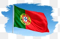 Portugal png flag brush stroke sticker, transparent background