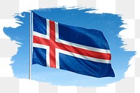 Iceland png flag brush stroke sticker, transparent background