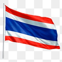 Thailand png flag waving sticker, national symbol, transparent background