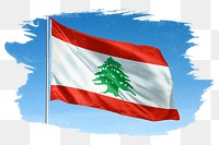 Lebanon png flag brush stroke sticker, transparent background