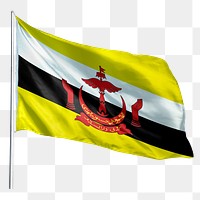 Brunei png flag waving sticker, national symbol, transparent background