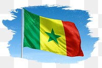 Senegal png flag brush stroke sticker, transparent background