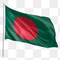 Bangladesh png flag waving sticker, national symbol, transparent background