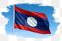 Laos png flag brush stroke sticker, transparent background