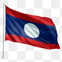 Laos png flag waving sticker, national symbol, transparent background