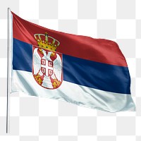 Serbia png flag waving sticker, national symbol, transparent background