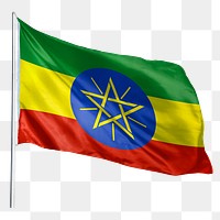 Ethiopia png flag waving sticker, national symbol, transparent background