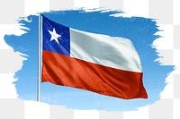 Chile png flag brush stroke sticker, transparent background