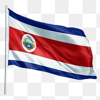 Costa Rica png flag waving sticker, national symbol, transparent background