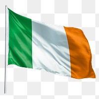 Irish png flag waving sticker, national symbol, transparent background