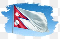 Nepal png flag brush stroke sticker, transparent background