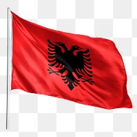 Albania png flag waving sticker, national symbol, transparent background