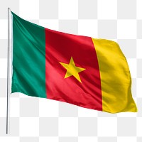 Cameroon png flag waving sticker, national symbol, transparent background