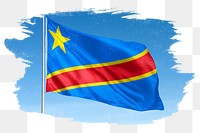 Congo png flag brush stroke sticker, transparent background