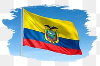 Ecuador png flag brush stroke sticker, transparent background