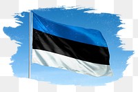 Estonia png flag brush stroke sticker, transparent background