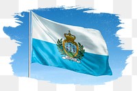 San Marino png flag brush stroke sticker, transparent background