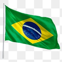 Brazil png flag waving sticker, national symbol, transparent background