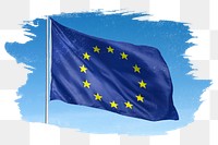 European union png flag brush stroke sticker, transparent background