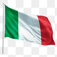 Italy png flag waving sticker, national symbol, transparent background