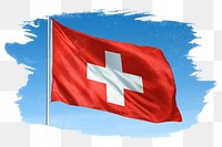 Switzerland png flag brush stroke sticker, transparent background