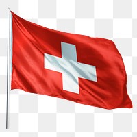 Switzerland png flag waving sticker, national symbol, transparent background