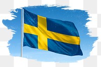 Sweden png flag brush stroke sticker, transparent background