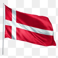 Denmark png flag waving sticker, national symbol, transparent background